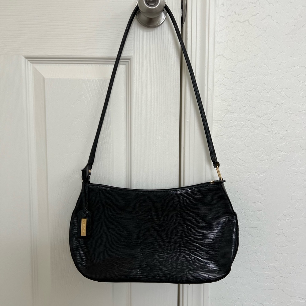 Etienne Aigner Vintage y2k black Snakeskin Leather Shoulder Bag Handbag